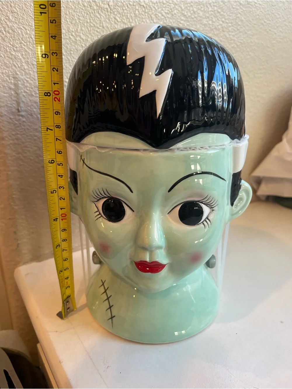 Ceramic Halloween Bride of Frankenstein Cookie Jar